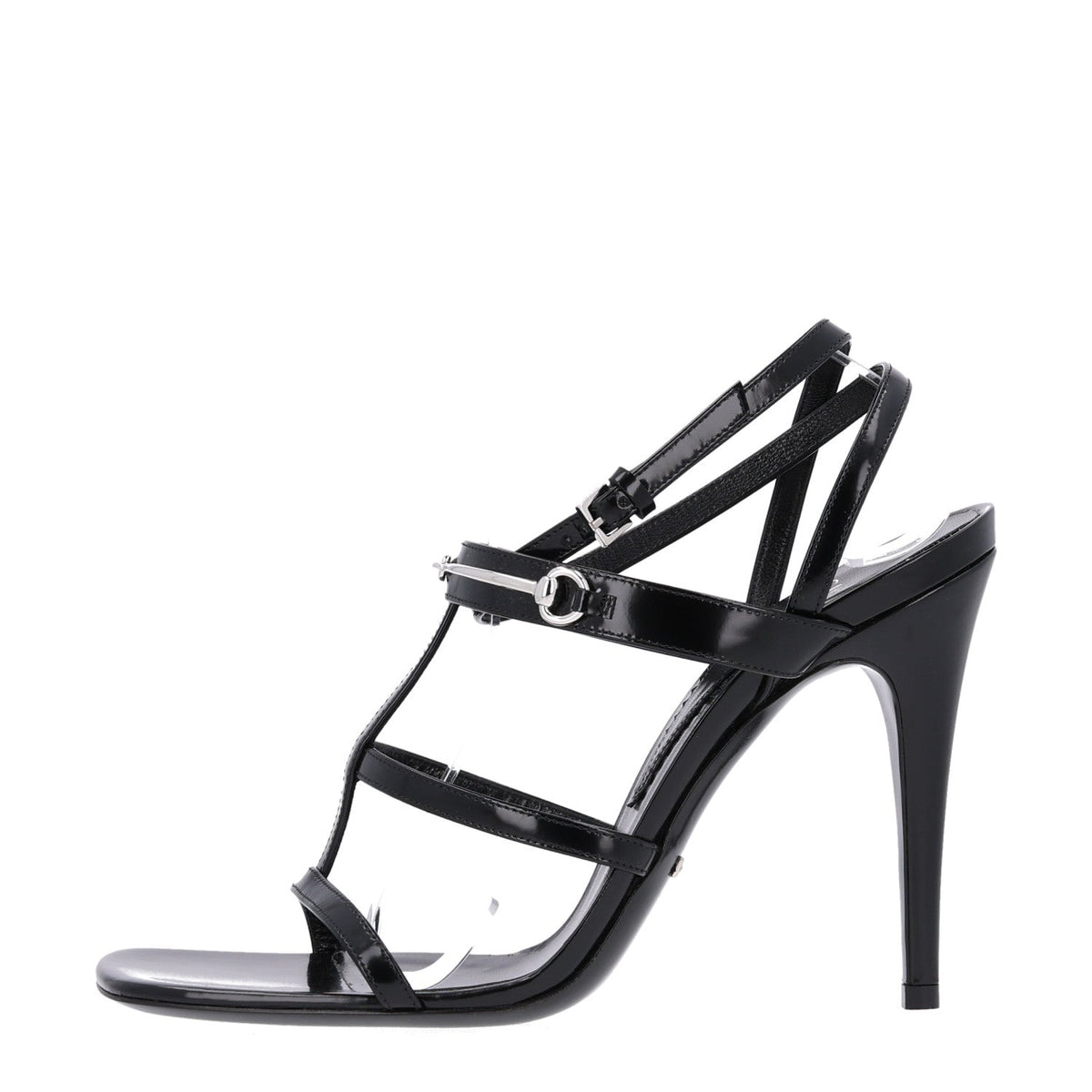 Gucci Nappa Women's Regent Strappy Horsebit Sandals 39.5 Black
