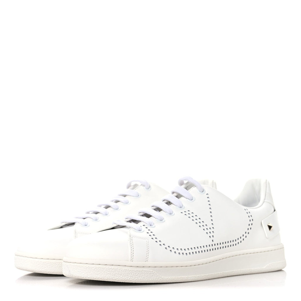 Valentino Garavani Calfskin Men's Backnet Sneakers 43.5 White