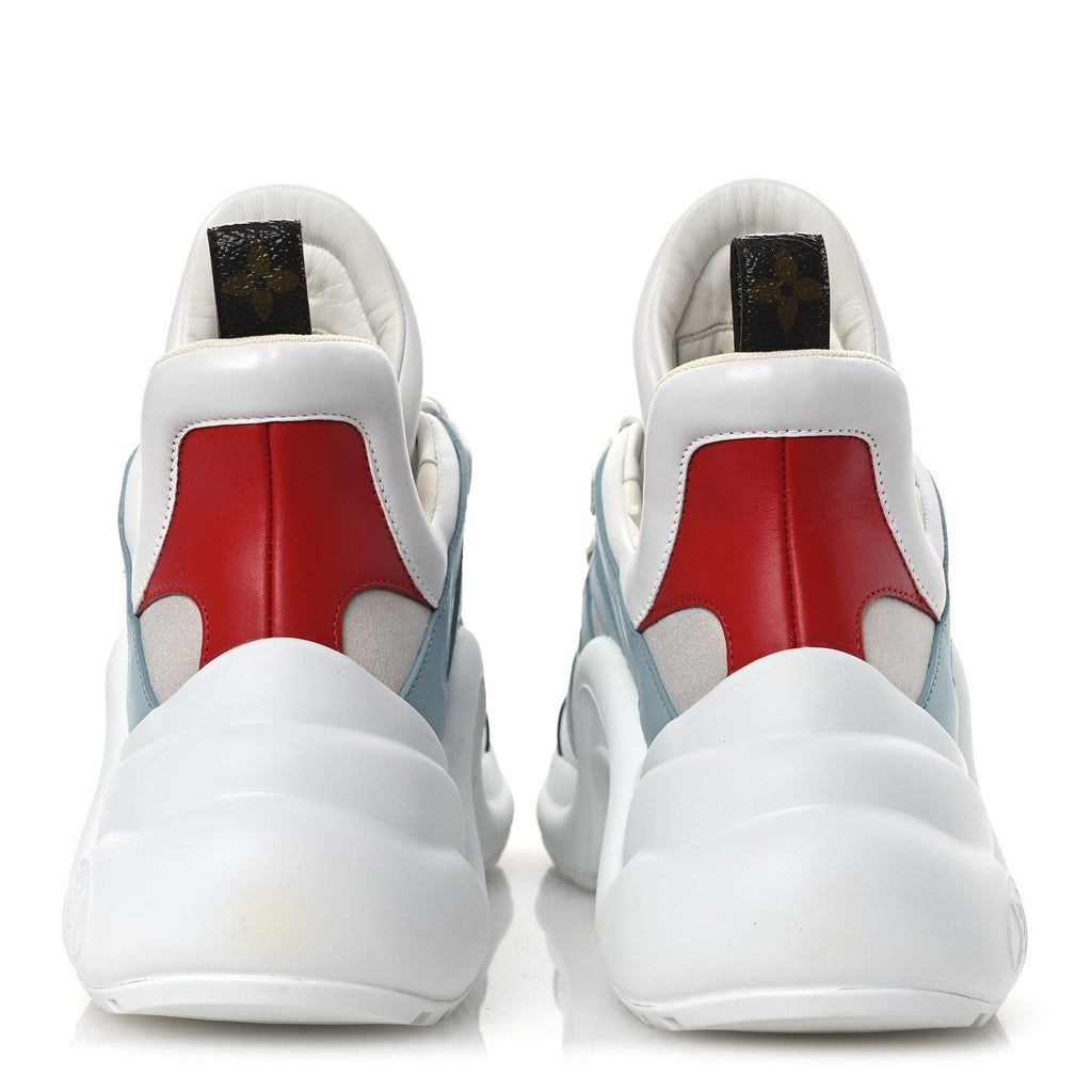 Louis Vuitton Calfskin Technical Nylon Women's LV Archlight Sneakers 38 White Blue Gris