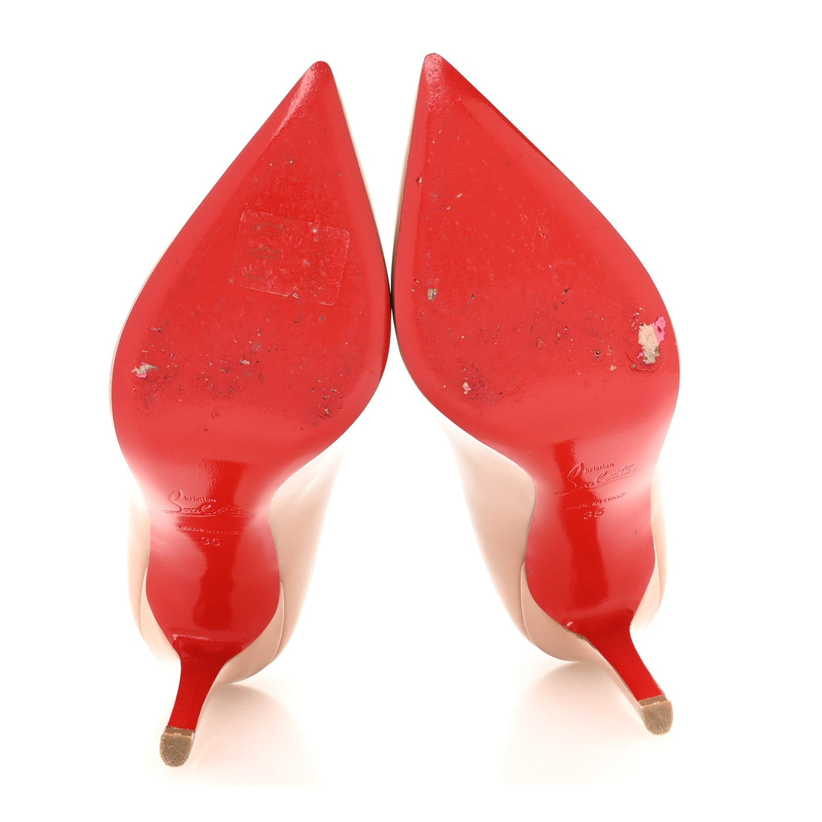 Christian Louboutin Patent Women's Pigalle 100 Pumps 35 Nude