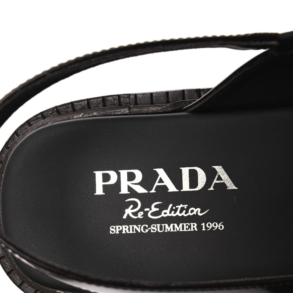 Prada Spazzolato Fume Re-Edition 1996 Women's Buckle Sandals 41 Bruciato