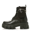 Prada Spazzolato Rois Re-Nylon Women's Monolith Boots 40 Militare