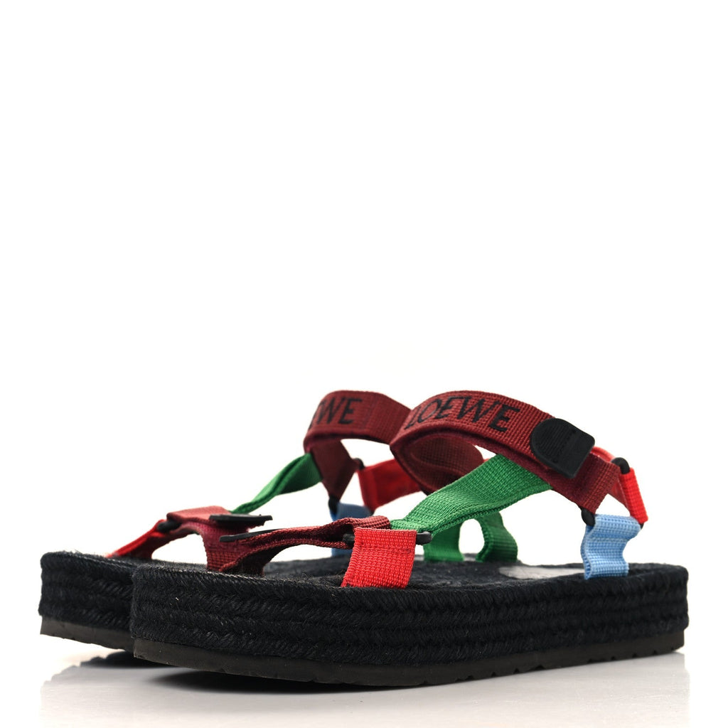 Loewe Raffia Women's Paula's Ibiza Strappy Espadrille Sandals 40 Black Multicolor