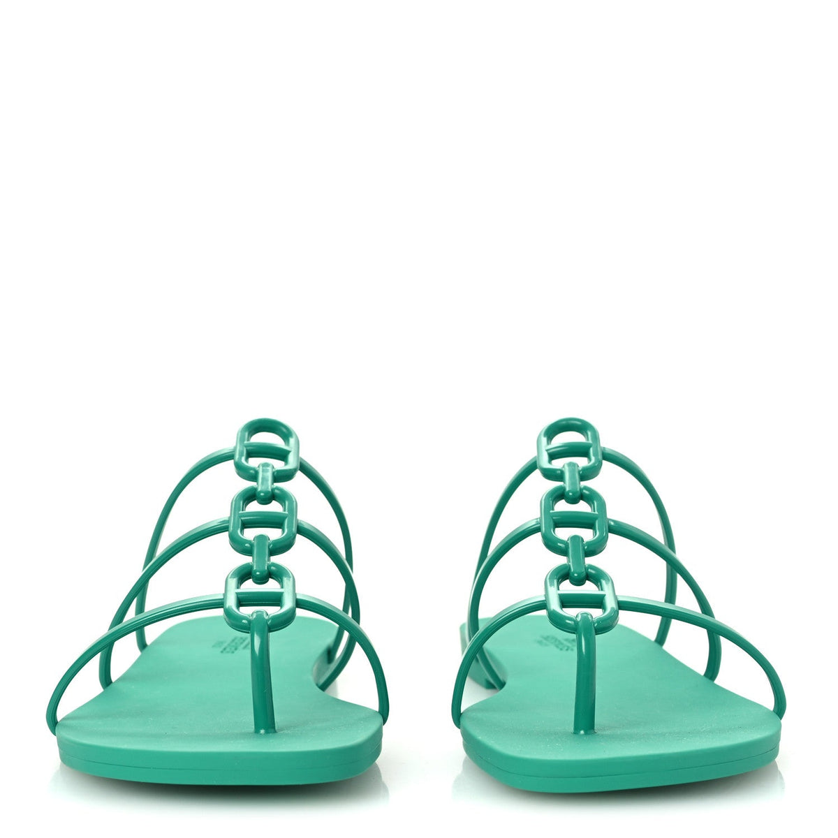 Hermes Rubber Women's Mykonos Sandals 37 Vert Tourmaline