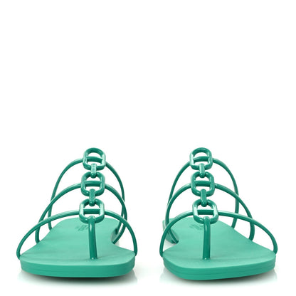 Hermes Rubber Women's Mykonos Sandals 37 Vert Tourmaline