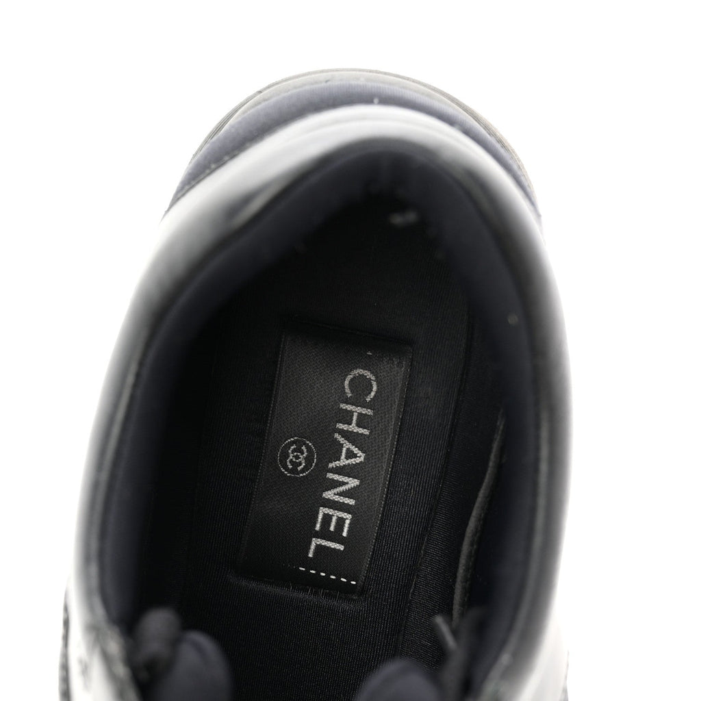 Chanel Lambskin Fabric Women's CC Uniform Sneakers 39 Black