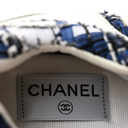 Chanel Tweed Suede Calfskin CC Women's Sneakers Blue