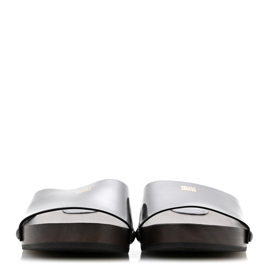 Miu Miu Patent Women's Logo Slide Clogs 36 Black