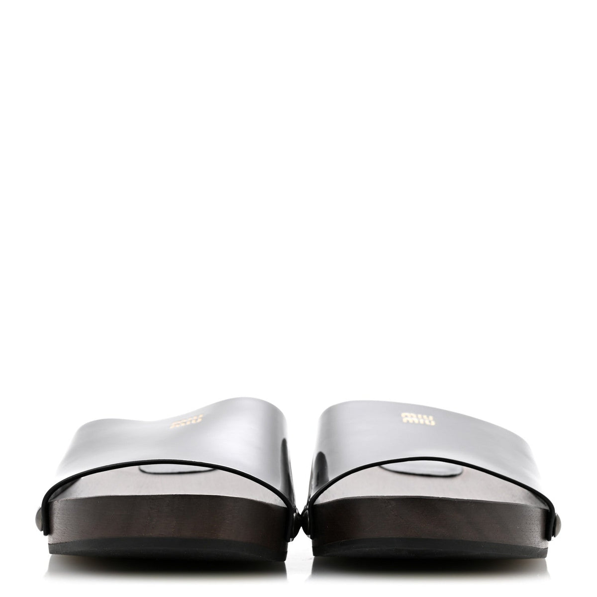 Miu Miu Patent Women's Logo Slide Clogs 36 Black