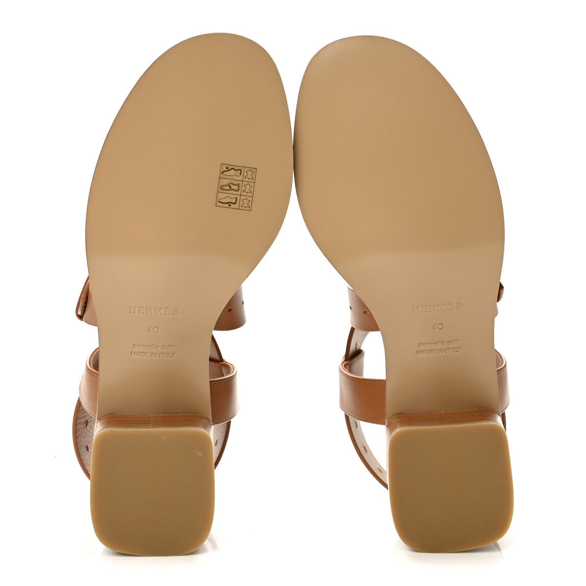 Hermes Calfskin Milly 40 Women's Sandals Naturel