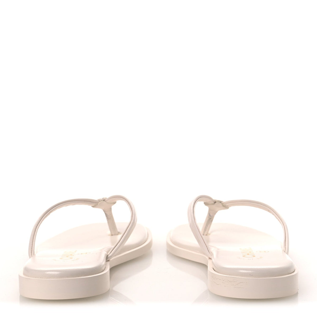 Chanel Goatskin CC Times Square Women's Thong Sandals White