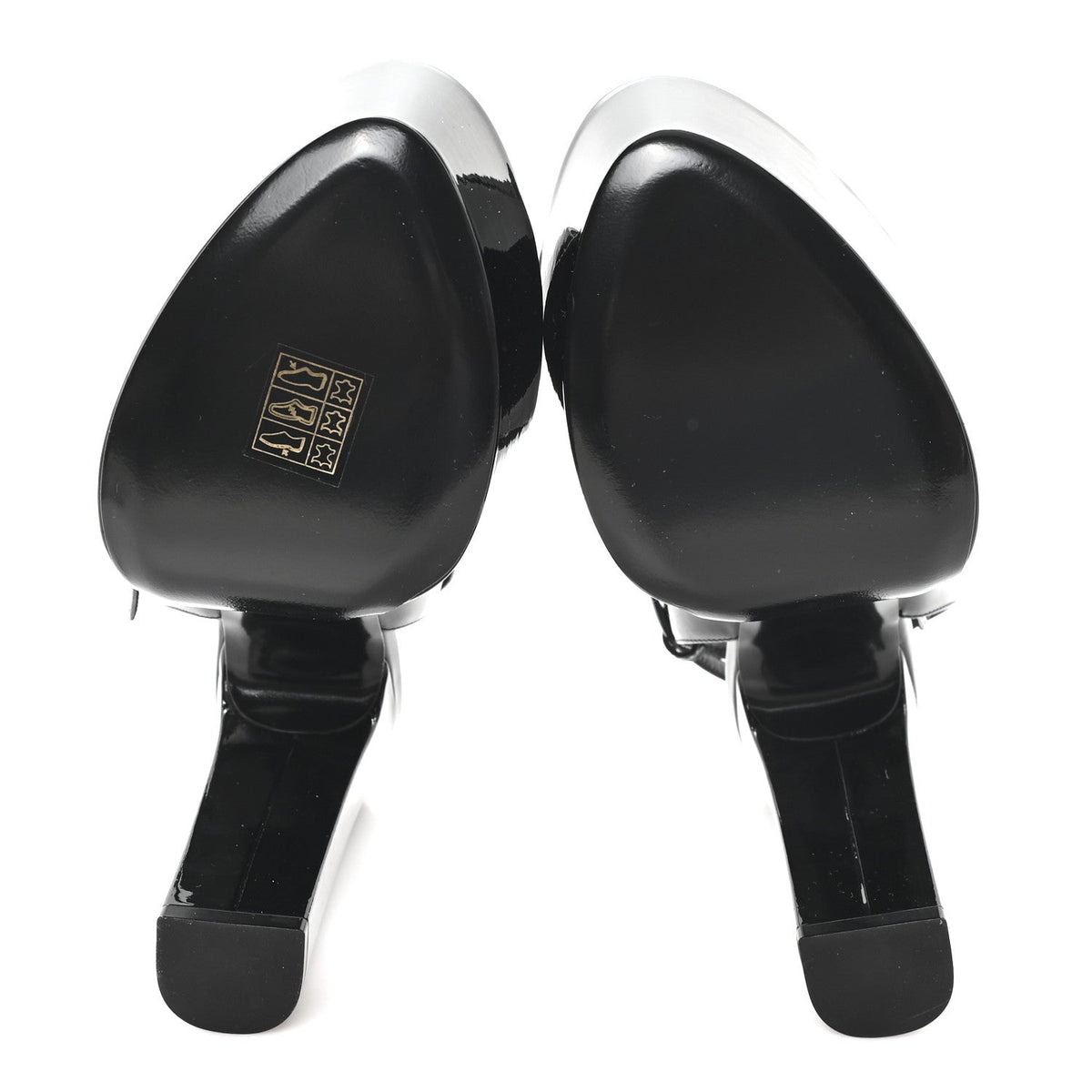 Saint Laurent Patent Leather Women's Grupy Sexy 95 Tanouk Platform Sandals 39 Black