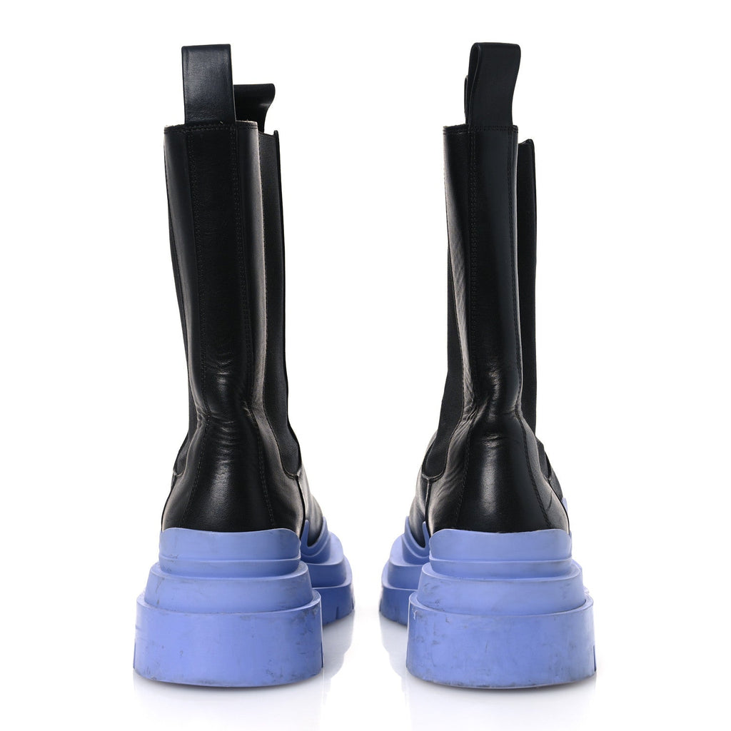 Bottega Veneta Calfskin Women's The Tire Chelsea Boots 40 Black Periwinkle