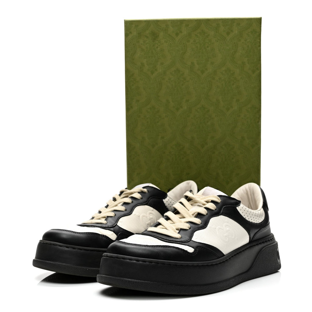 Gucci Calfskin Men's GG Tennis Embossed 55mm Sneakers 8.5 Black White