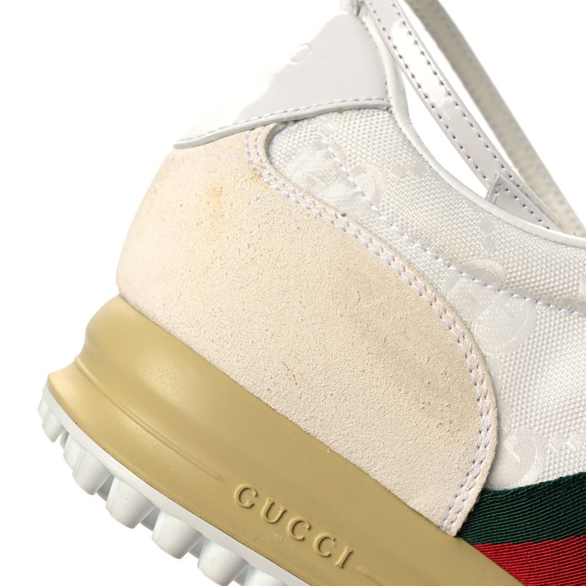 Gucci Suede Women's GG Monogram Web Re-Motion Sneakers 37 White