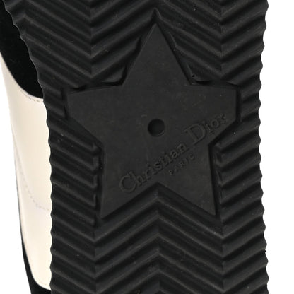 Christian Dior Velvet Calfskin Women's Diorun Sneakers 37.5 Black Off White