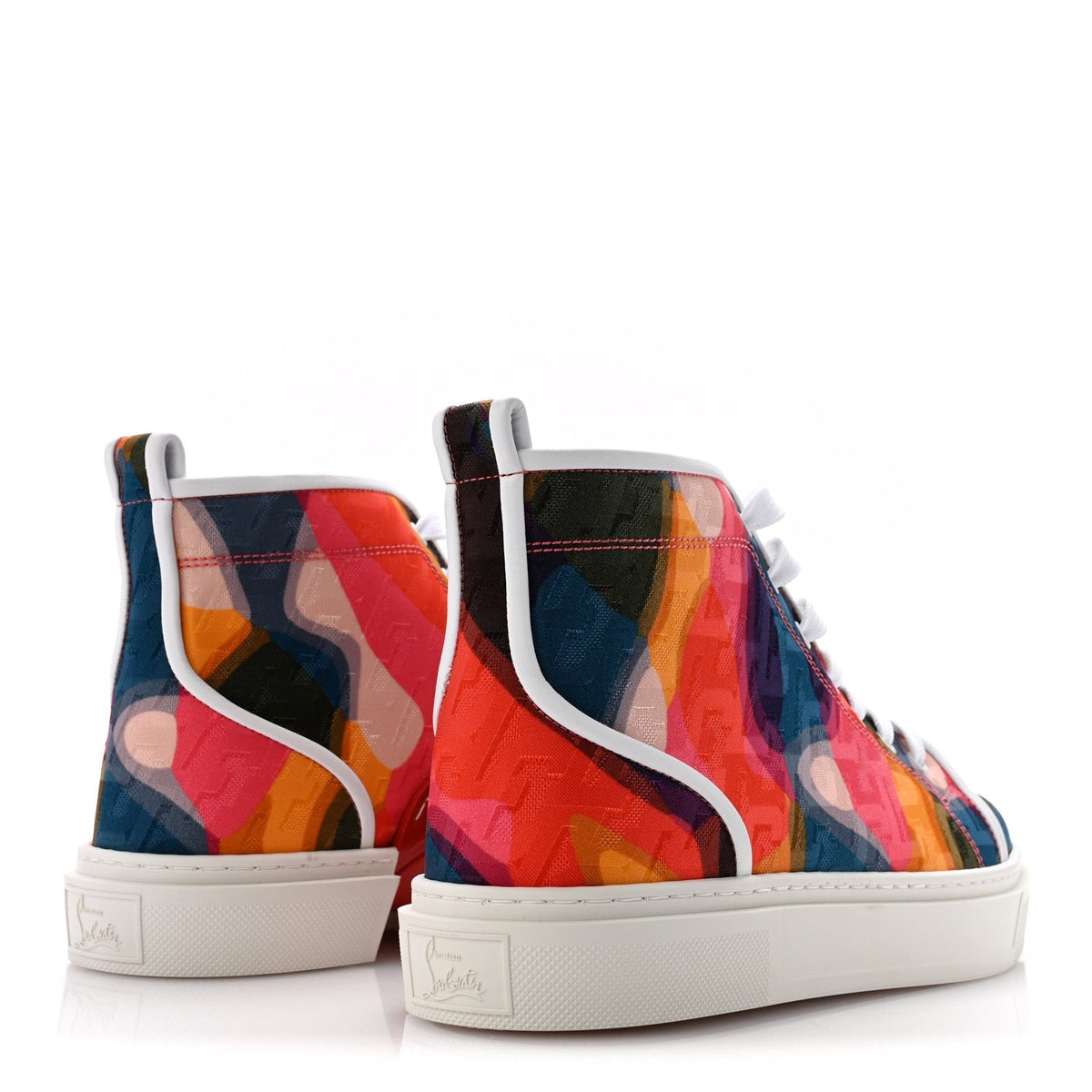 Christian Louboutin Canvas Nappa Men's Adolon High Top Sneakers 42.5 Multicolor