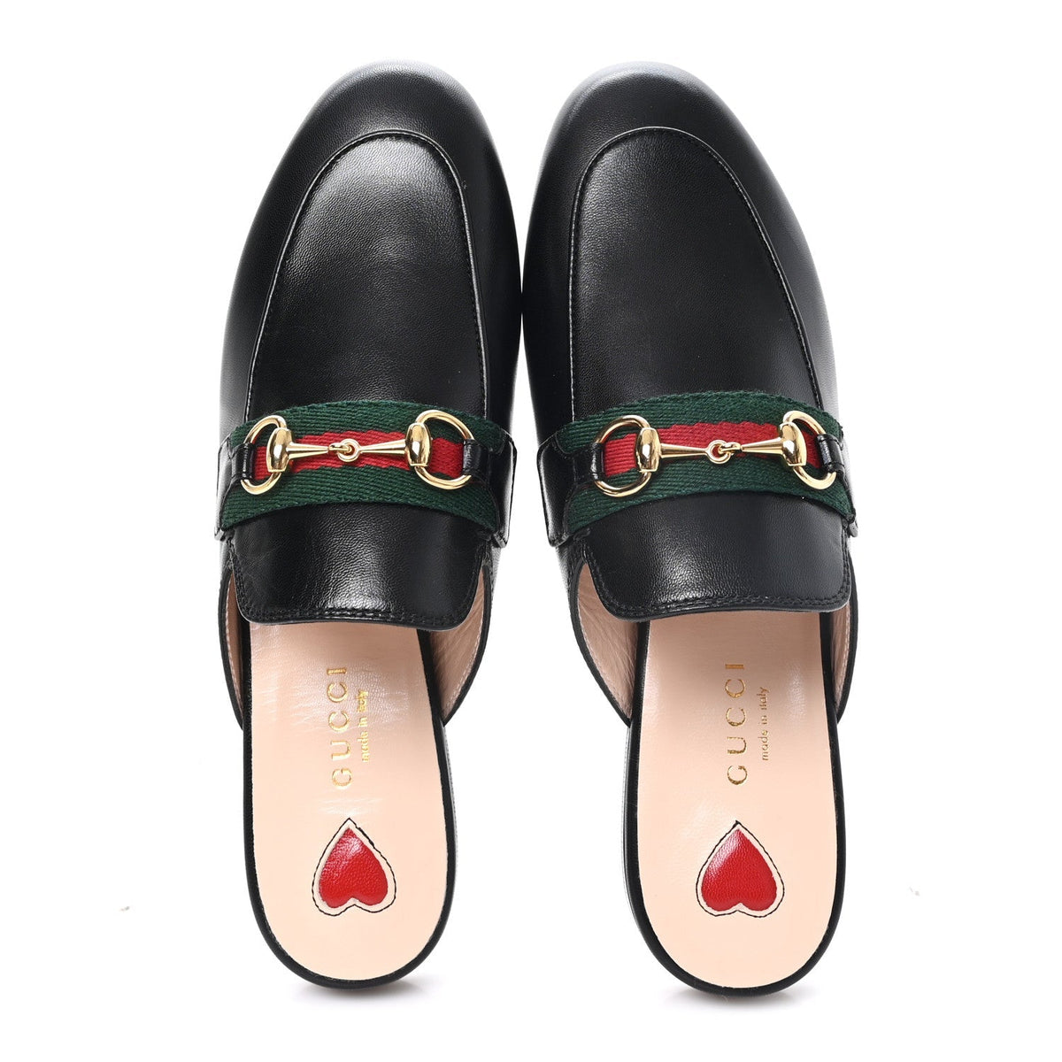 Gucci Malaga Kid Web Women's Princetown Slippers 35.5 Black