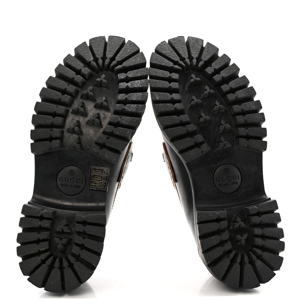 Gucci Cordovan Lux Women's Harald Horsebit Platform Loafers 37.5 Black