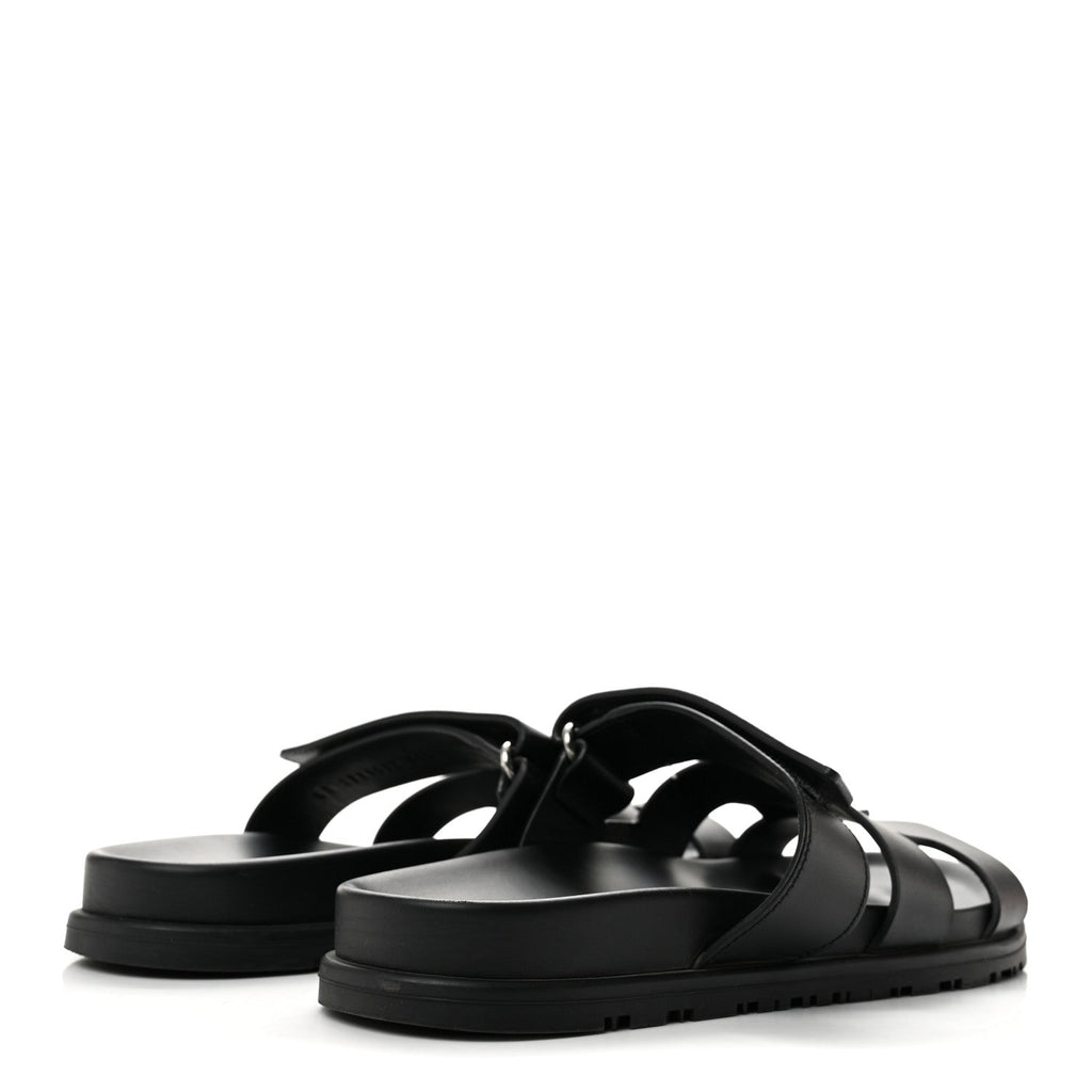Hermès Calfskin Women's Chypre Sandals 37.5 Black