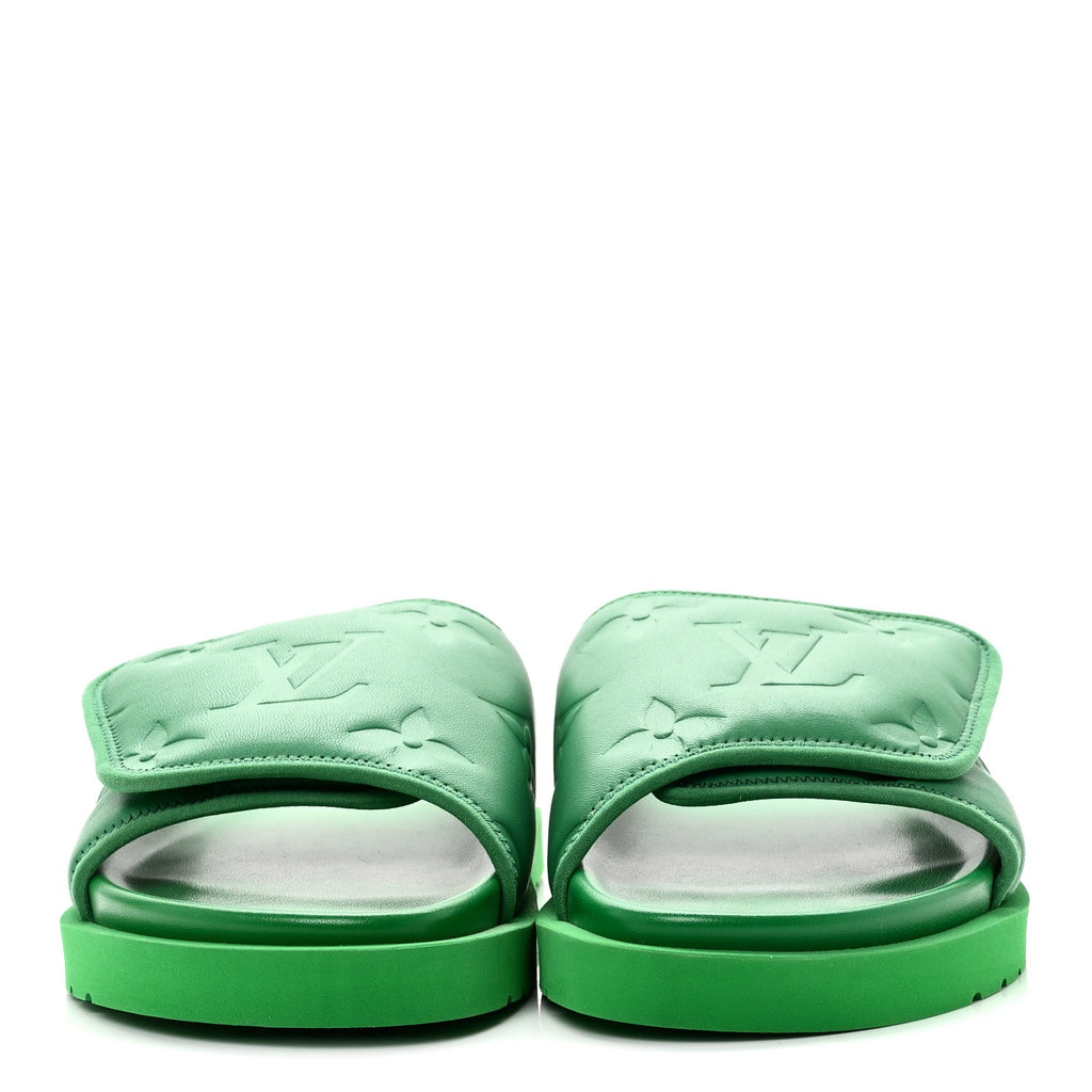 Louis Vuitton Technical Fabric Women's Pool Pillow Comfort Mules 41 Green