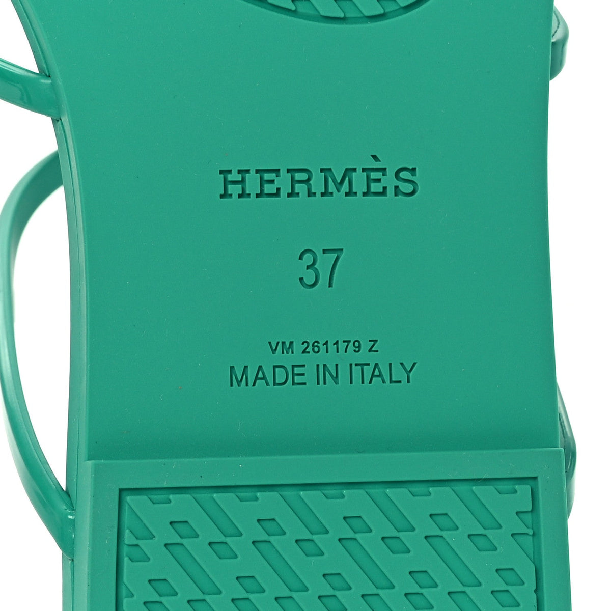 Hermes Rubber Women's Mykonos Sandals 37 Vert Tourmaline