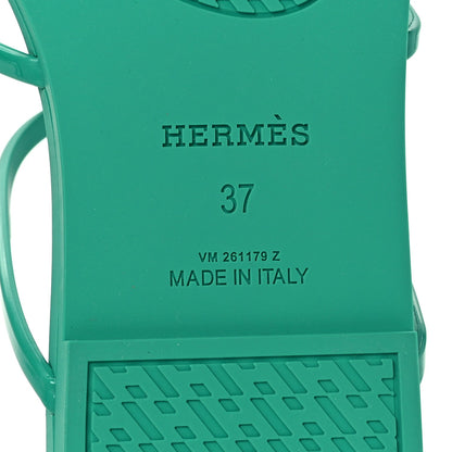 Hermes Rubber Women's Mykonos Sandals 37 Vert Tourmaline