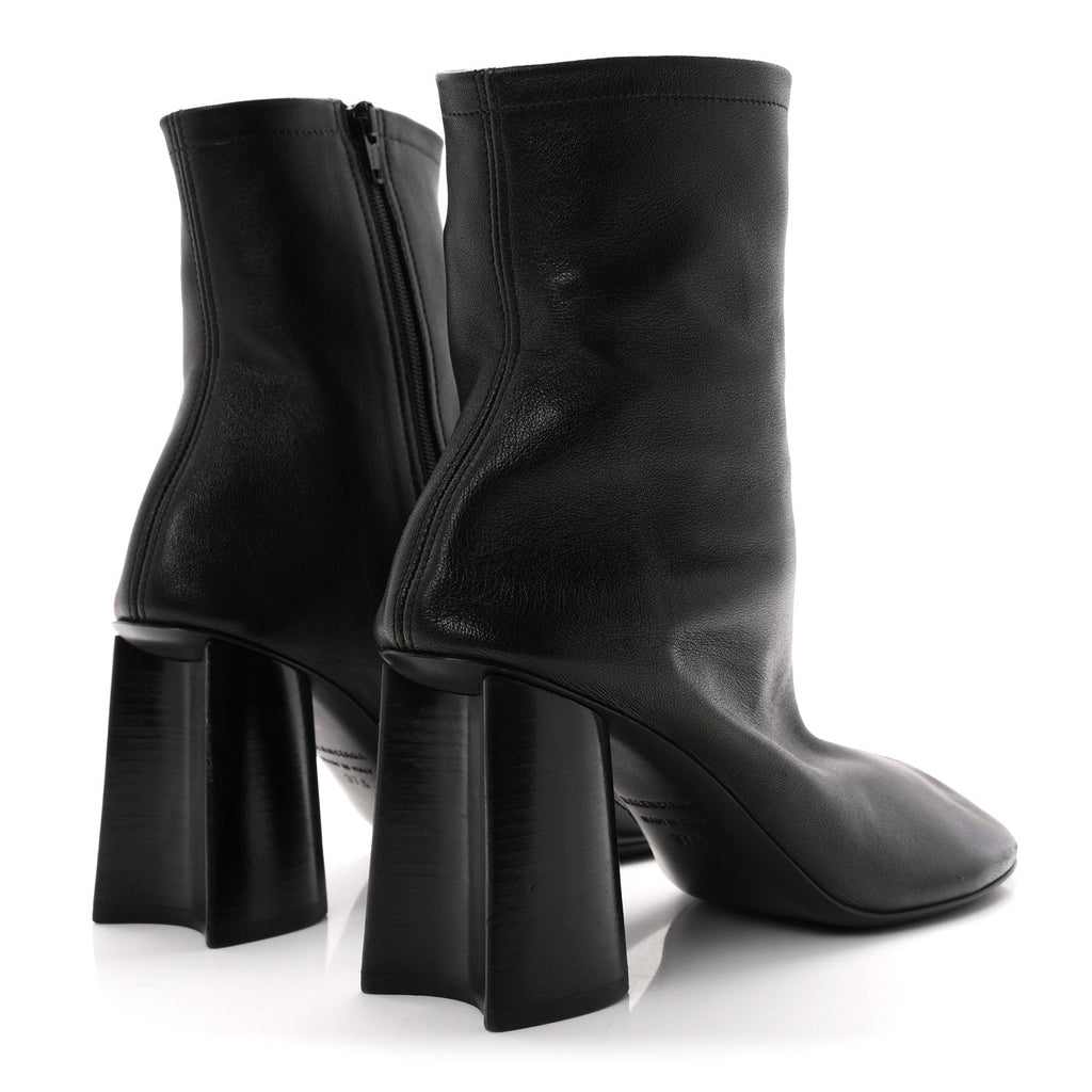Balenciaga Shiny Soft Sheepskin Glove 8cm Women's Ankle Boots Black