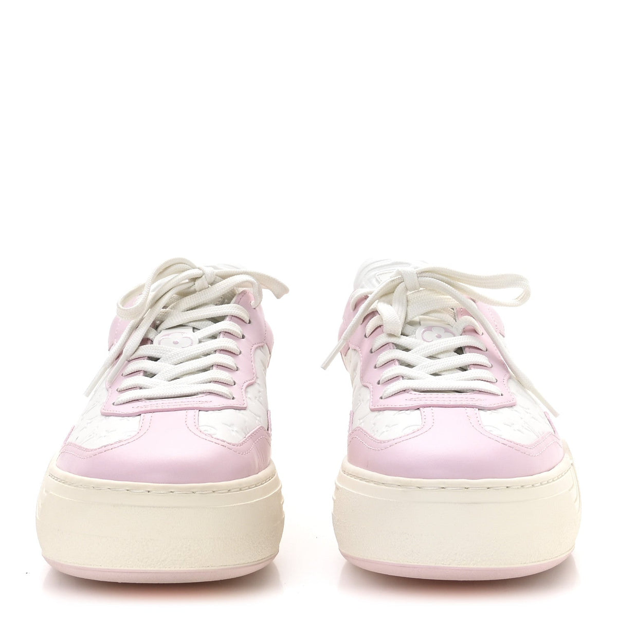 Louis Vuitton Canvas Calfskin Women's LV Groovy Platform Sneakers 38 Pink