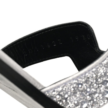 Hermes Velvet Goatskin Crystal Beads Oran Women's Sandals Gris Argente