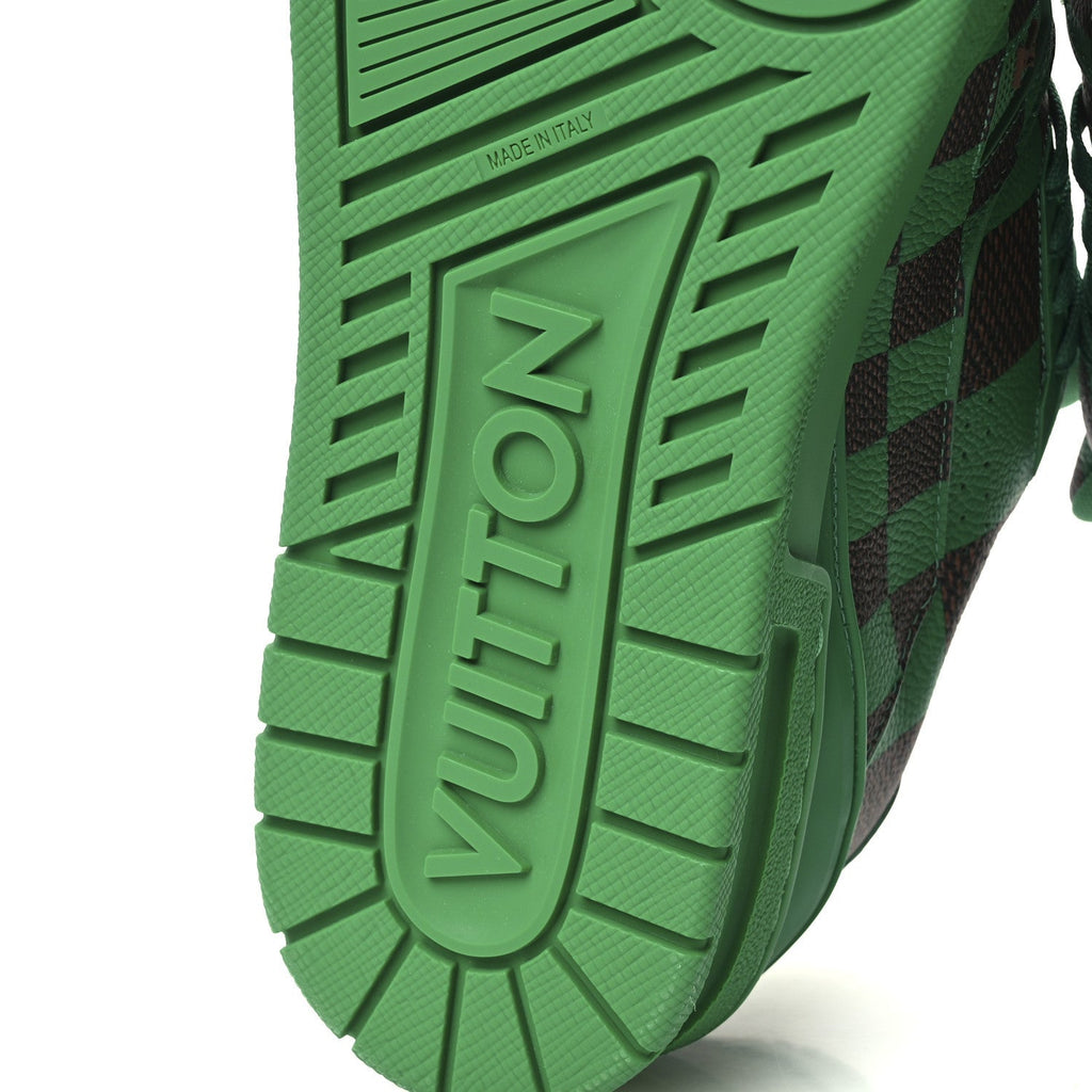 Louis Vuitton Damier Pop Grained Calfskin Men's LV Trainer Sneakers Green