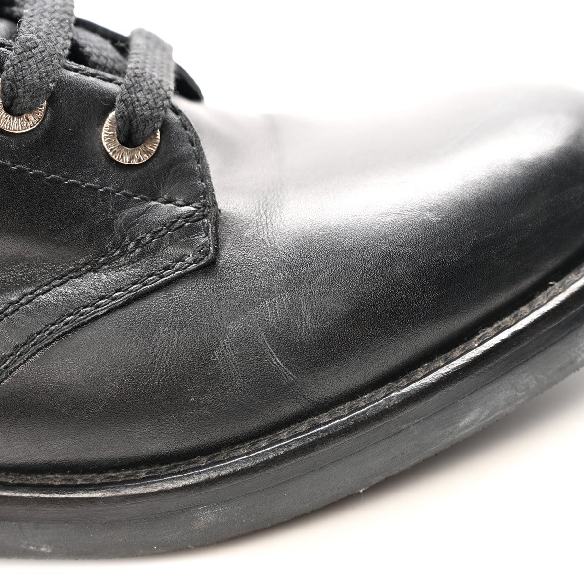 Chanel Calfskin Women's Lace Up Combat Boots 39.5 Black