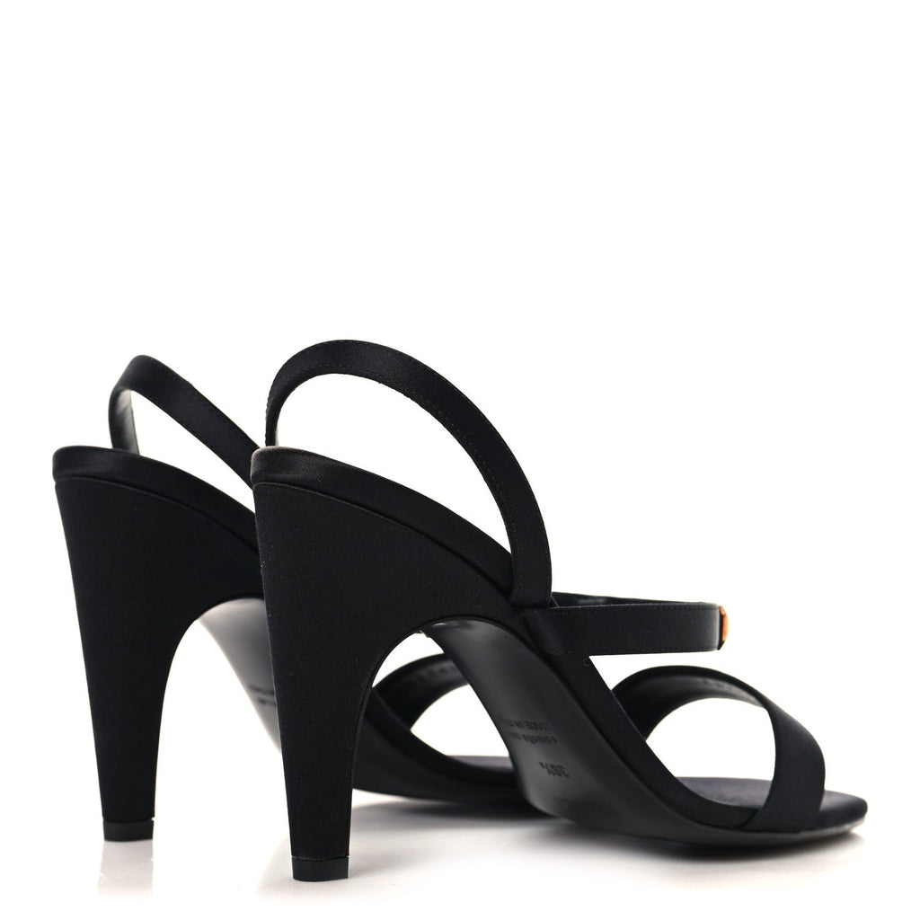 Hermes Satin Women's Glamour 95 Sandals 36.5 Black