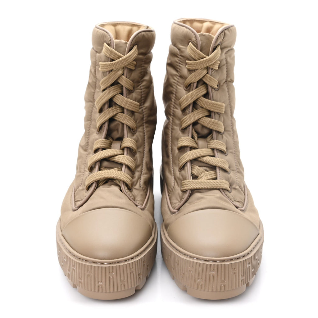 Hermes Calfskin Parachute Women's Fresh Ankle Boots 37.5 Beige Sable