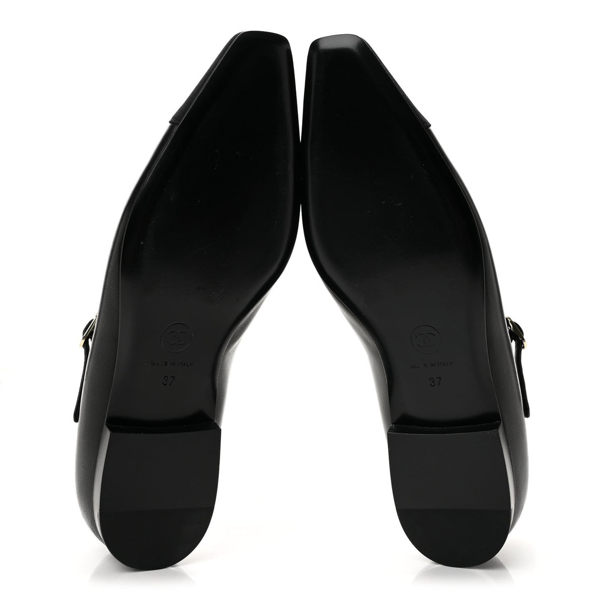 Chanel Lambskin Grosgrain Cap Toe Women's CC Mary Jane Flats 39.5 Black