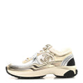 Fabric Laminated Calfskin Stretch CC Sneakers White Gold Silver