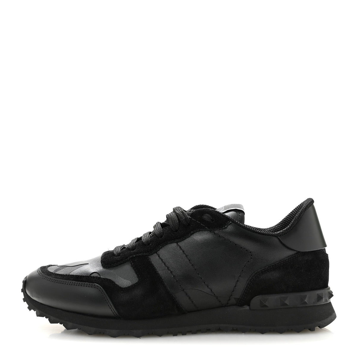 Valentino Garavani Suede Men's Camouflage Rockrunner Sneakers 41 Black
