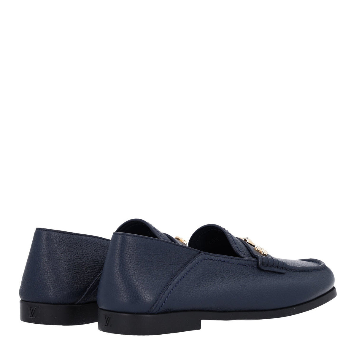 Louis Vuitton Grained Calfskin Women's Ivy Loafers 40.5 Navy Blue