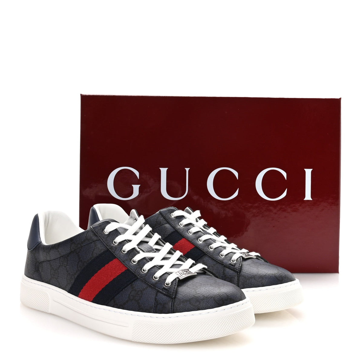 Gucci GG Supreme Canvas Men's New Ace Sneakers 9.5 Dark Blue
