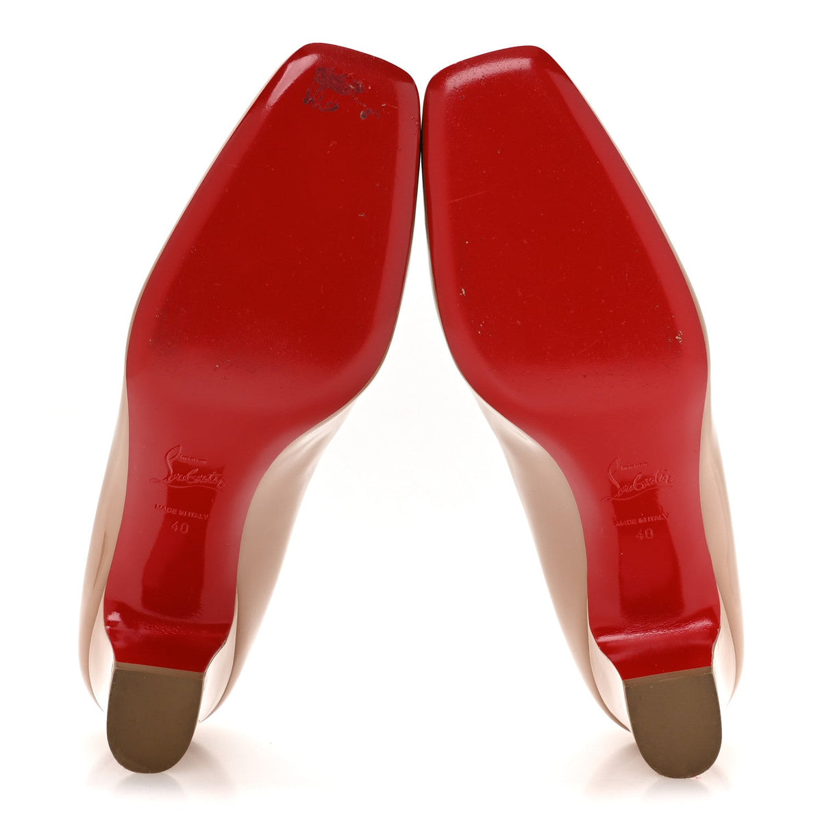 Christian Louboutin Patent Women's Pyramidam 45 Pumps 40 Nude
