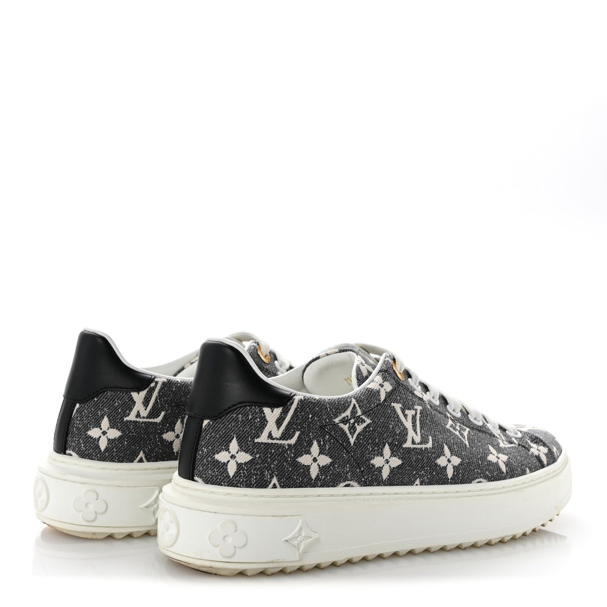 Louis Vuitton Denim Monogram Women's Time Out Sneakers 38 Dark Blue