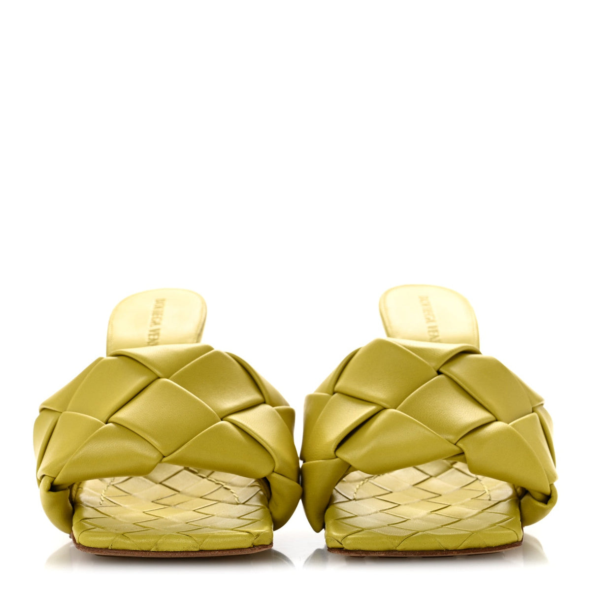 Bottega Veneta Nappa Maxi Intrecciato Women's Lido 90mm Sandals 35 Acid