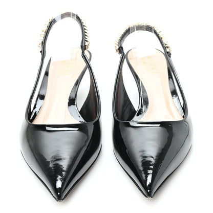 Gucci Patent Signoria 35mm Women's Slingback Pumps 36 Black