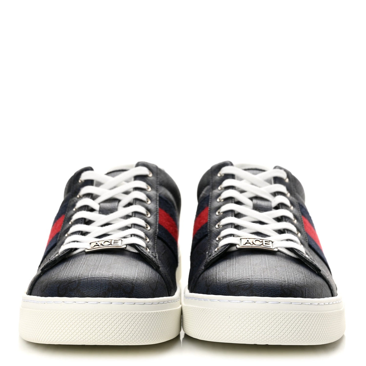 Gucci Monogram Canvas Men's Web New Ace Sneakers 8 Dark Blue