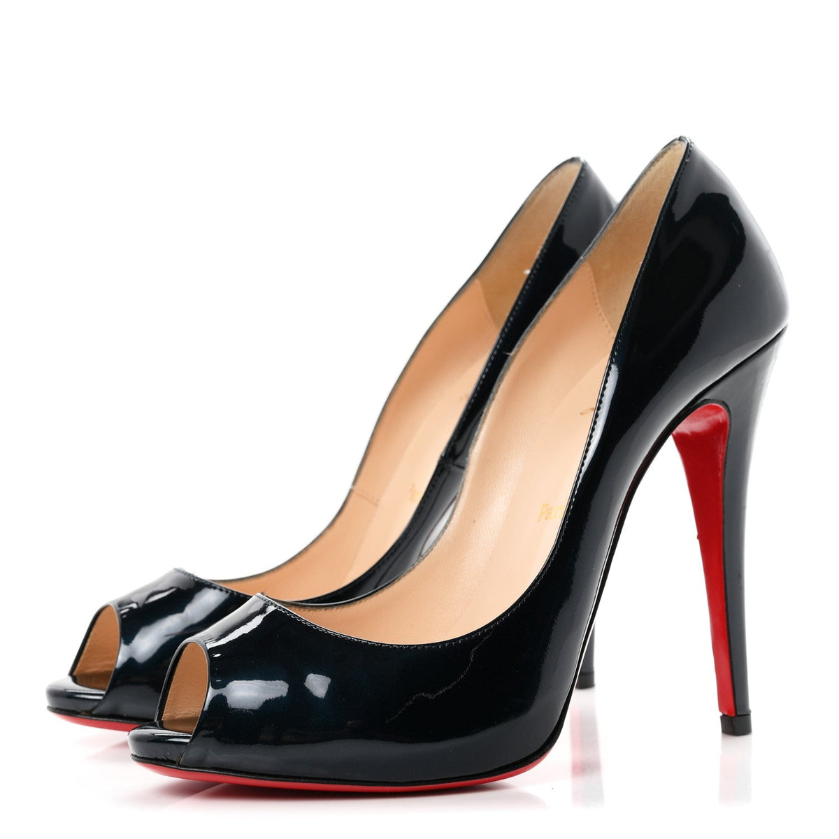 Christian Louboutin Patent Women's Lady Z 120 Pumps 39 Dark Blue