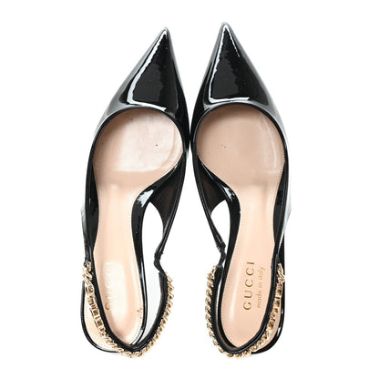 Gucci Patent Signoria 35mm Women's Slingback Pumps 36 Black