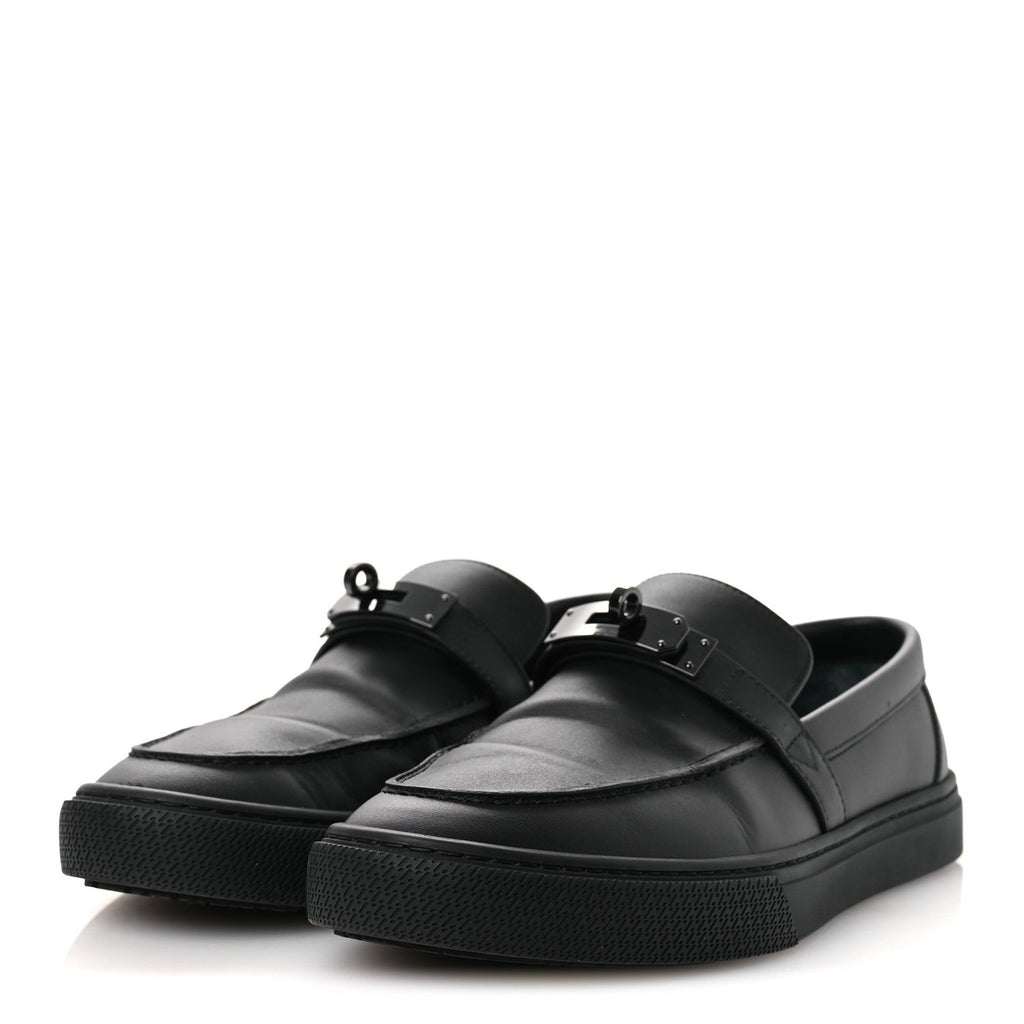 Hermès Calfskin Men's Game Slip-On Sneakers 40 Black