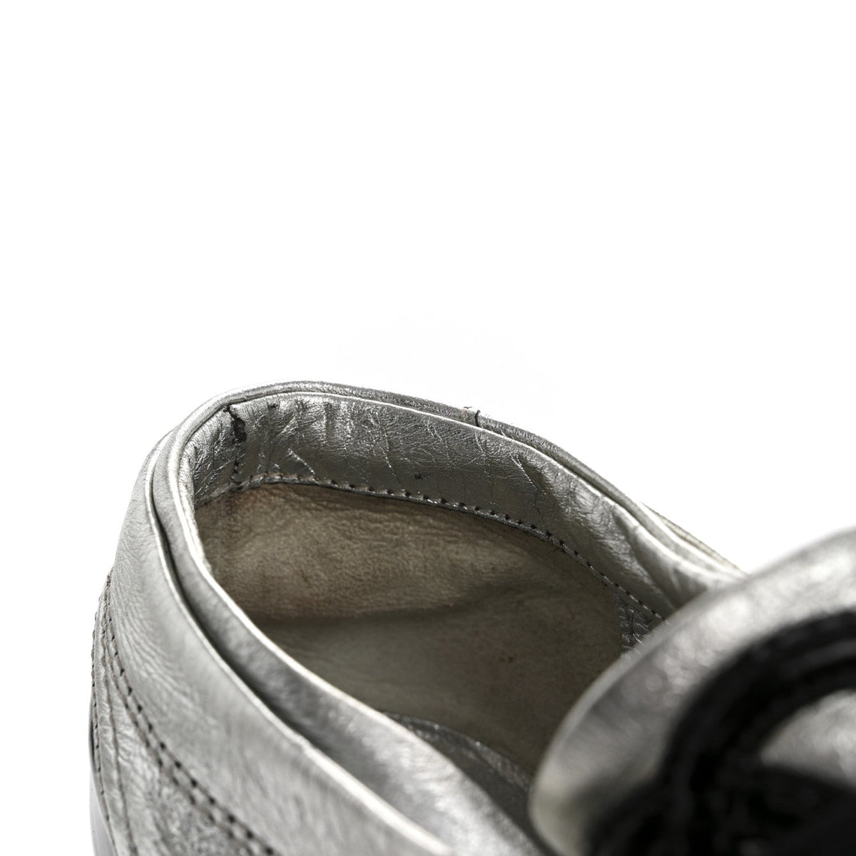 Chanel Metallic Lambskin Patent Cap Toe CC Women's Sneakers Silver Black