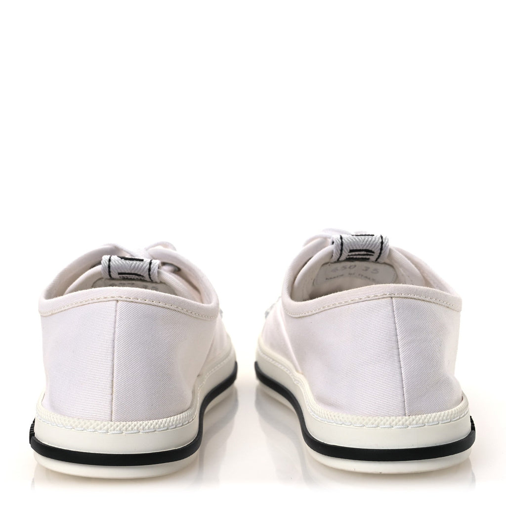Miu Miu Gabardine Women's Crystal Low Sneakers 35 Bianco