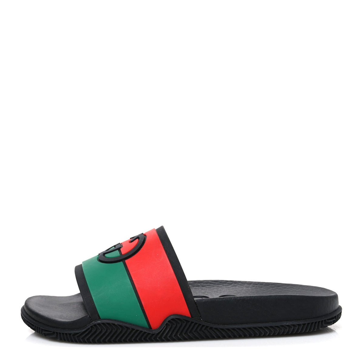 Gucci Rubber Web Women's Interlocking G Slide Sandals 35 Black